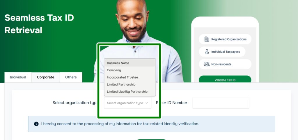 NRS tax generation entity type selection